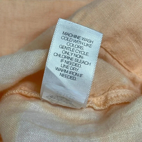 J. Jill Pure Jill Women's Orange Linen Striped Tie Dye Short Sleeve Top Size M - Picture 5 of 5